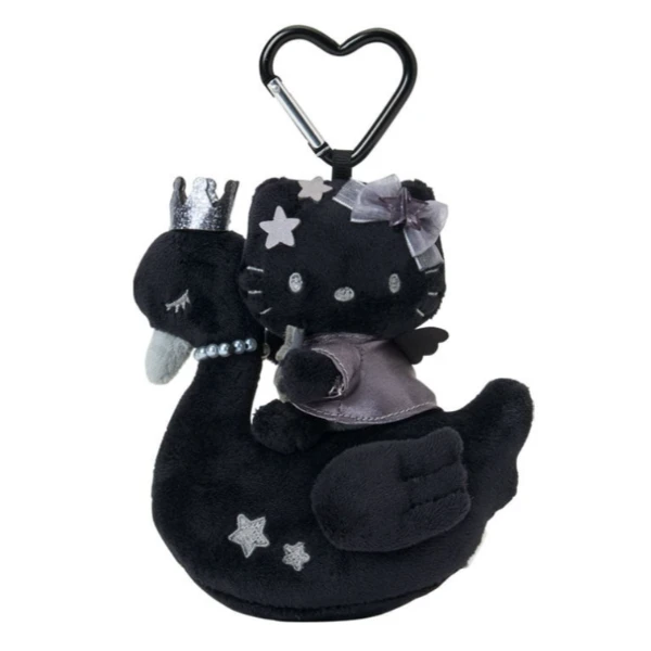 🖤🦢 日本 Hello Kitty BLACK ANGEL｜黑天鵝絨毛吊飾