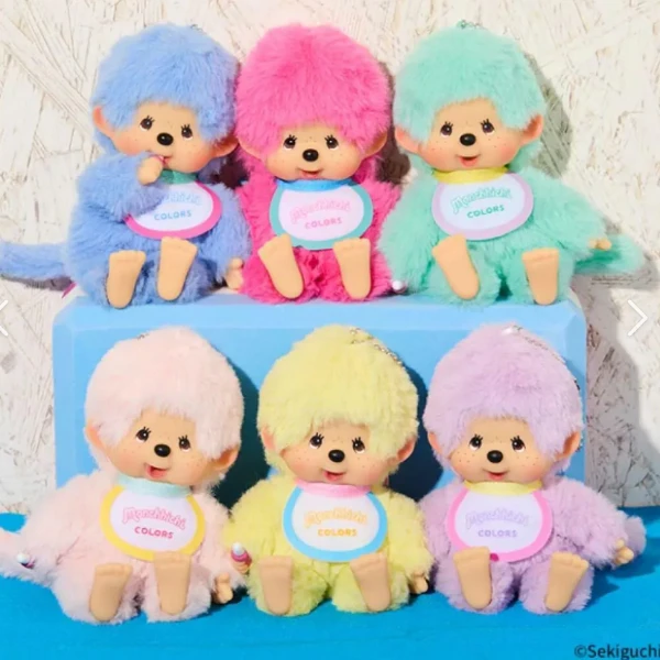 日本 Monchhichi 夢奇奇 COLORS 系列 藍色玩偶吊飾