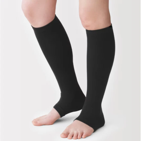 ✨ 日本muji足型直角／防水腫機能壓力膝下襪｜露趾款23-25cm 🧦