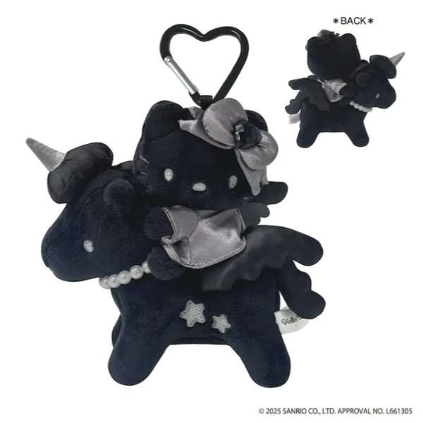 🖤🪽 日本 Hello Kitty 黑天使飛馬絨毛吊飾｜夢幻暗黑系收藏控必收！