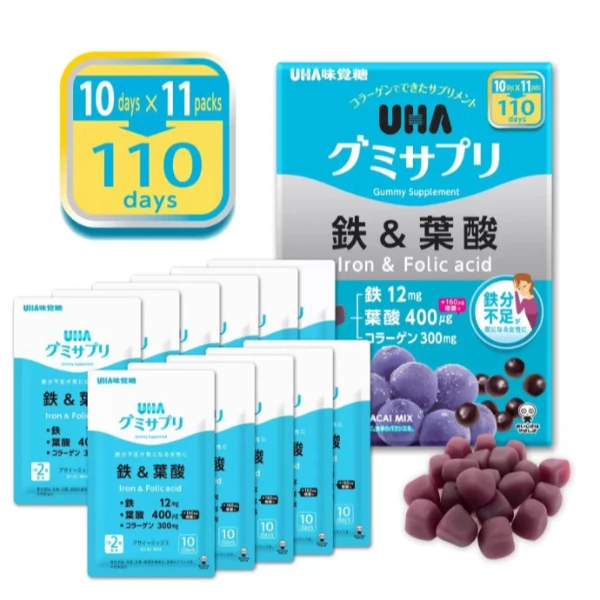 日本好市多COSTCO UHA 鐵&葉酸味覺糖 220粒 110天